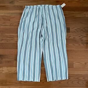 Nautical Sleepwear Pants (Only) Womens 3X Blue White Stripe Cotton Loungewear
